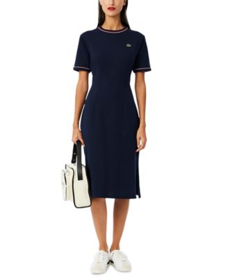 LACOSTE USA - Women's Cotton Short-Sleeve Midi Dress