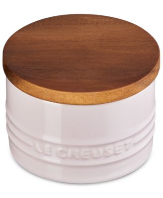 Stoneware Signature Salt Cellar with Wood Lid, 7-Oz.