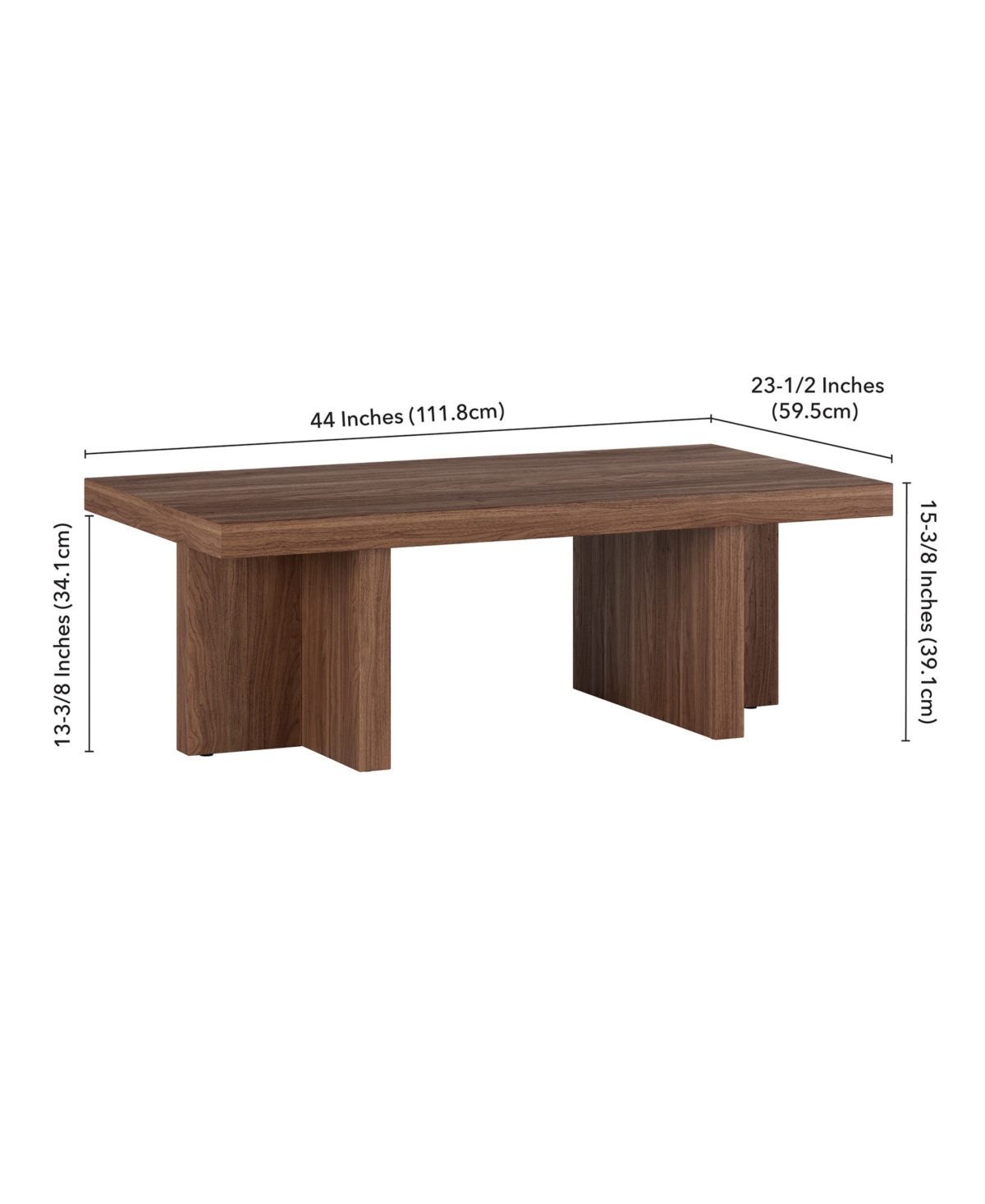 Hudson & Canal 44" Dimitra Wide Rectangular Coffee Table In Satin Walnut