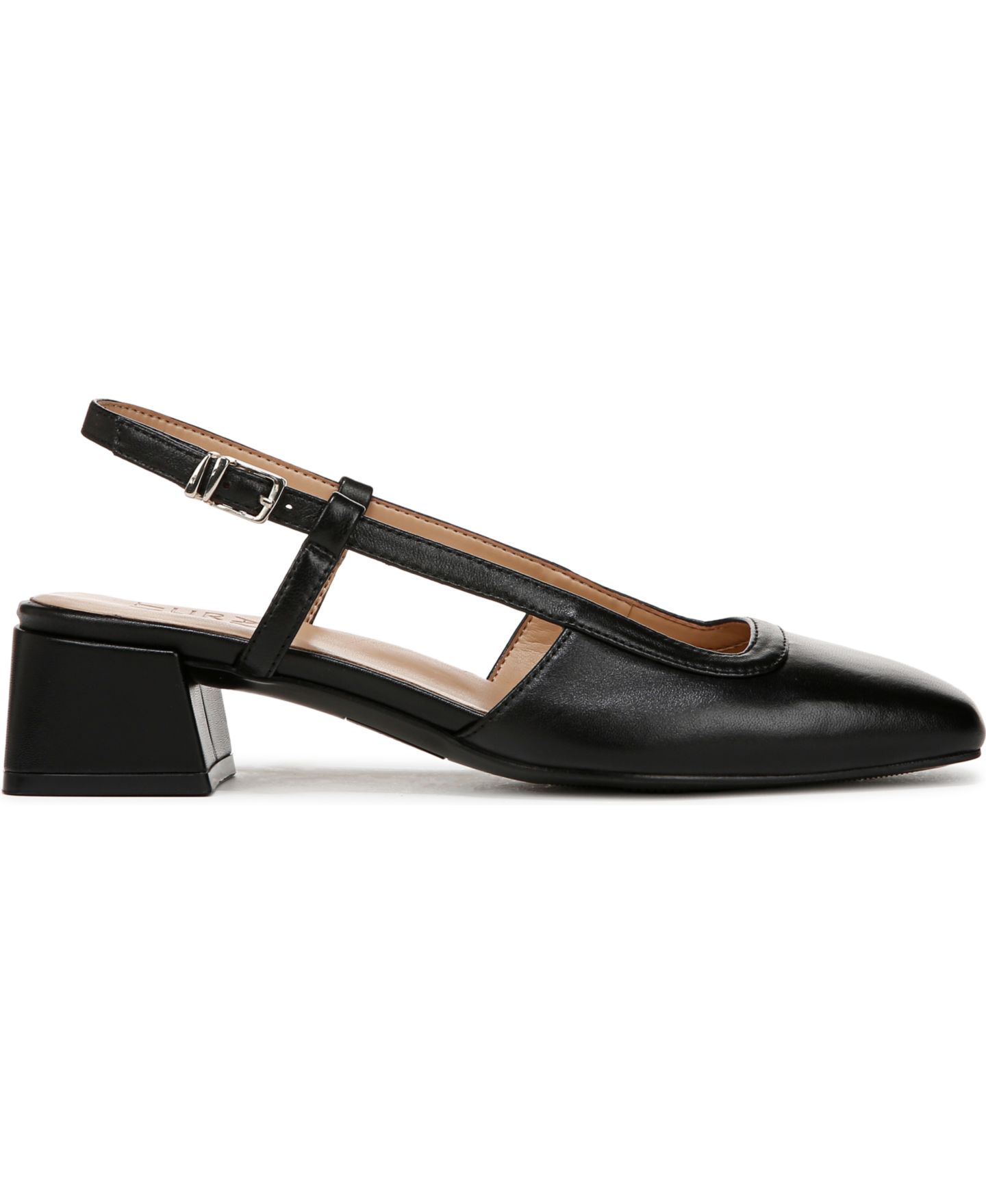 Женские туфли Naturalizer Harper Block Heel Square Toe Slingback Pumps, цвет: Чёрный кожаный — фото 2