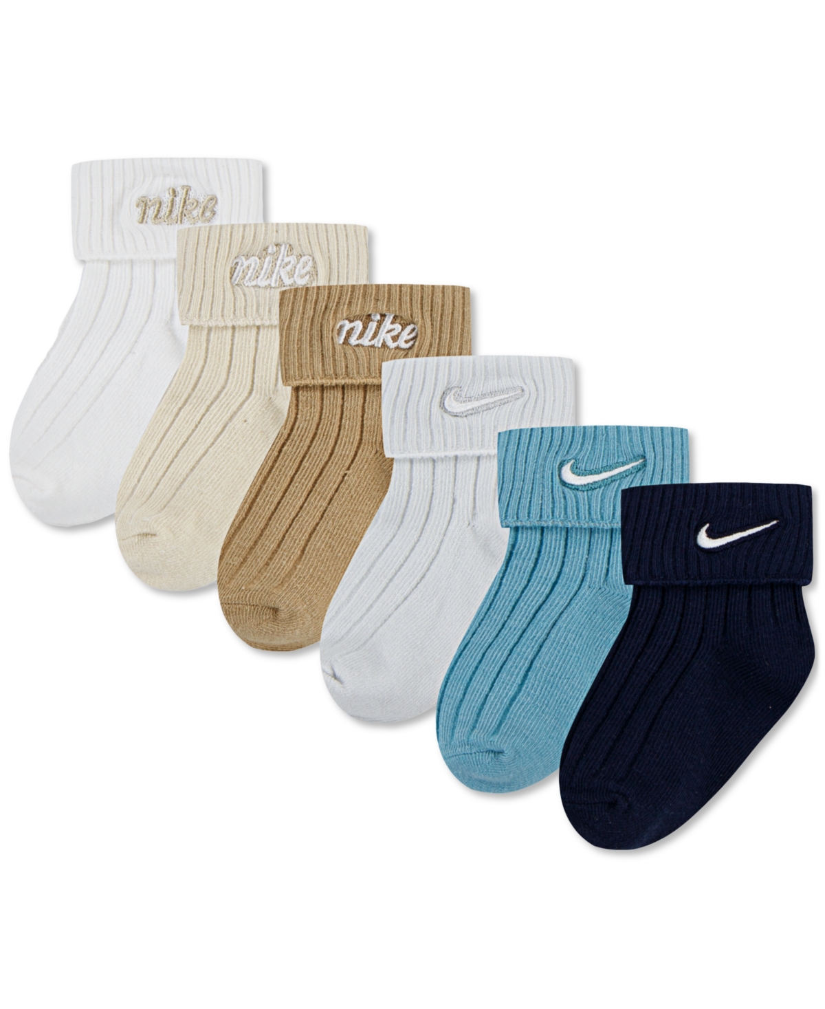 Nike Baby Boys Rib Turn-cuff Socks, 6 Pack