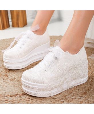 Claudine Lace Bridal Platform Sneakers