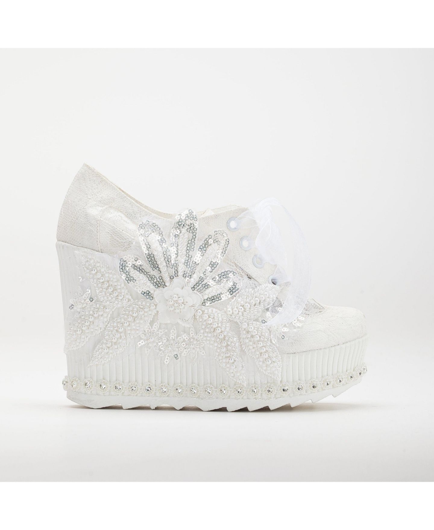 Женские кроссовки Forever & Always Shoes Sheri Lace Bridal Platform, цвет: Слоновая кость — фото 1
