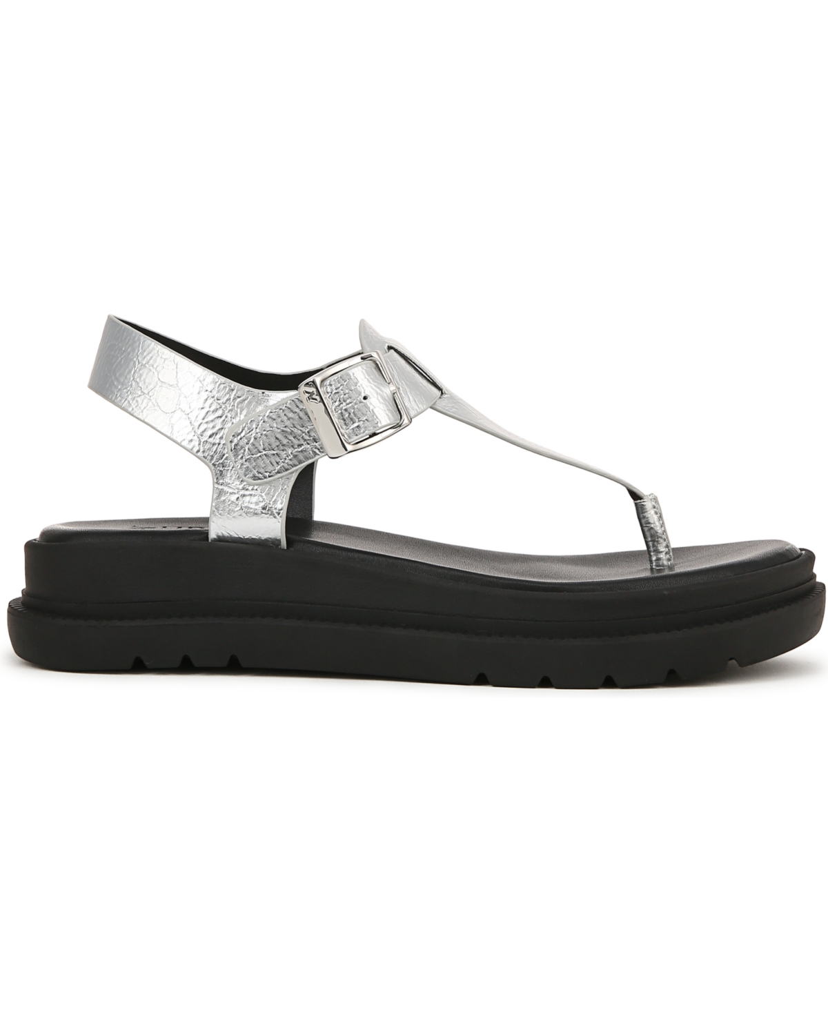 Naturalizer Alyssa T-strap Platform Sandal In Silver Faux Leather