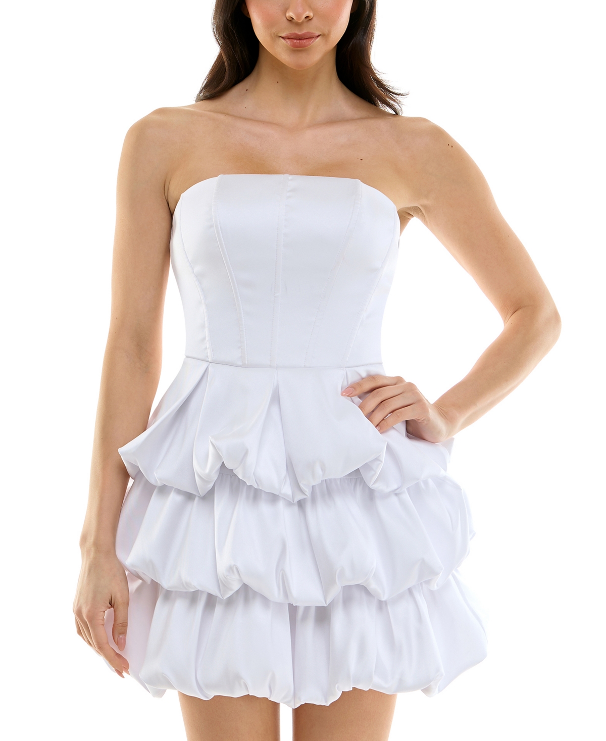 KATIA RAE WOMEN'S STRAPLESS SATIN BUBBLE-SKIRT MINI DRESS 