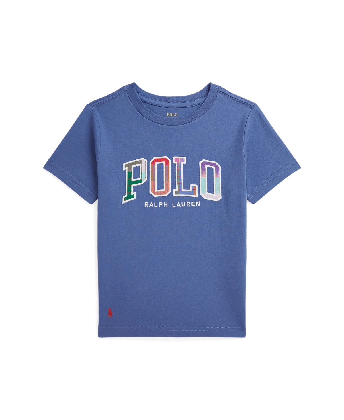 Polo Ralph Lauren Toddler And Little Boys Madras-logo Jersey T-shirt In Blue Heaven