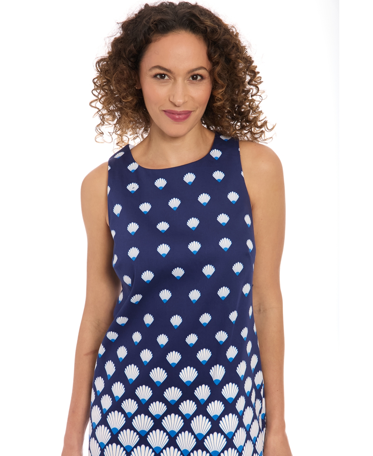 London Times Petite Graduated-print Sleeveless Mini Dress In Blue