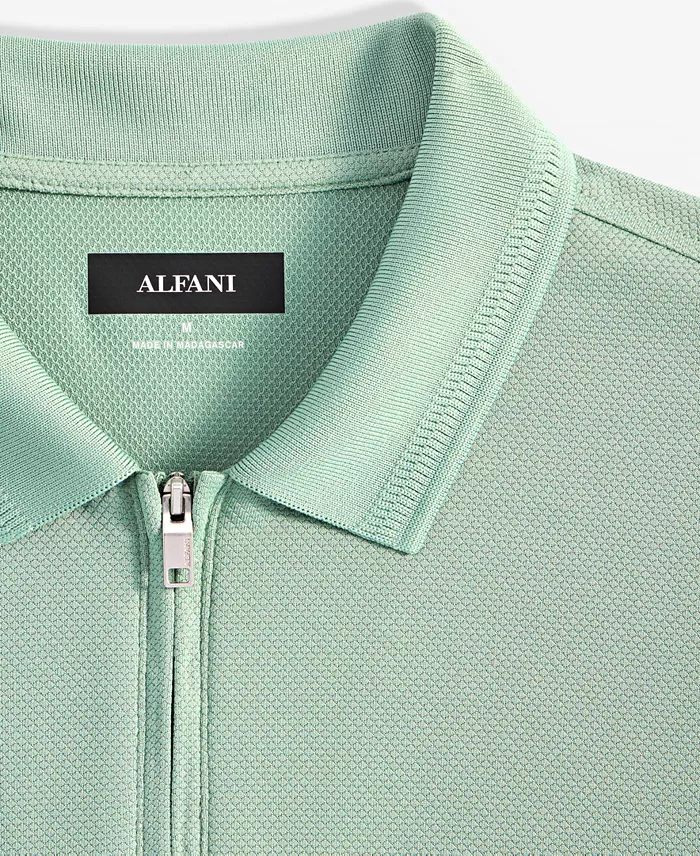Men's Ottoman Short Sleeve Textured Quarter-Zip Polo Shirt - thumbnail 8