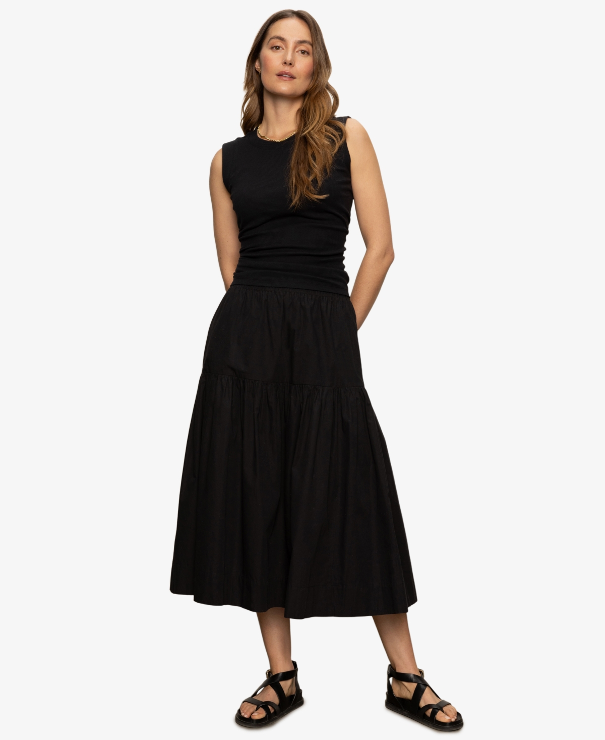 Women's Poplin Prarie Pull On Skirt - Black