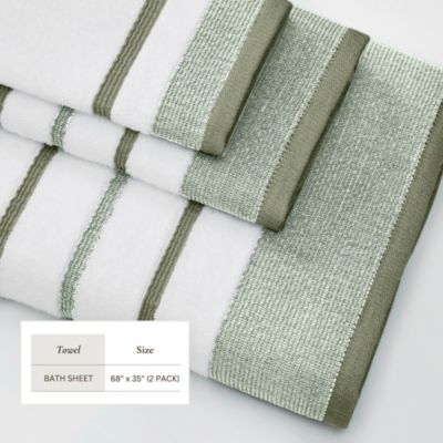 Luxurious Cotton Decorative 2-Piece Bath Sheet Set,17 x 11.8 x 3.65 , 68x35x.05 inches