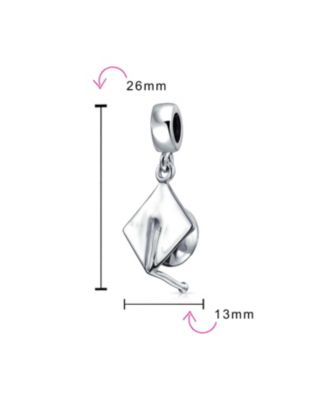 Graduate Trencher Cap Dangle Charm Bead Sterling Silver European Bracelet