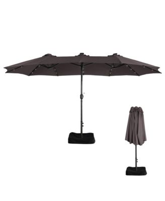 15ft Rectangular Double-Sided Solar LED Outdoor Patio Market Umbrella with Base Included