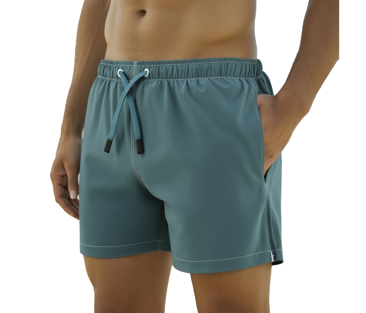 Men's Retro 5&#x22; Inseam Slim Fit No Rash Swim Trunks - Black