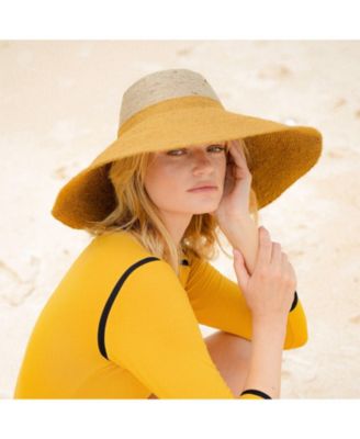 Riri Duo Jute Handwoven Straw Hat In Nude & Golden Yellow