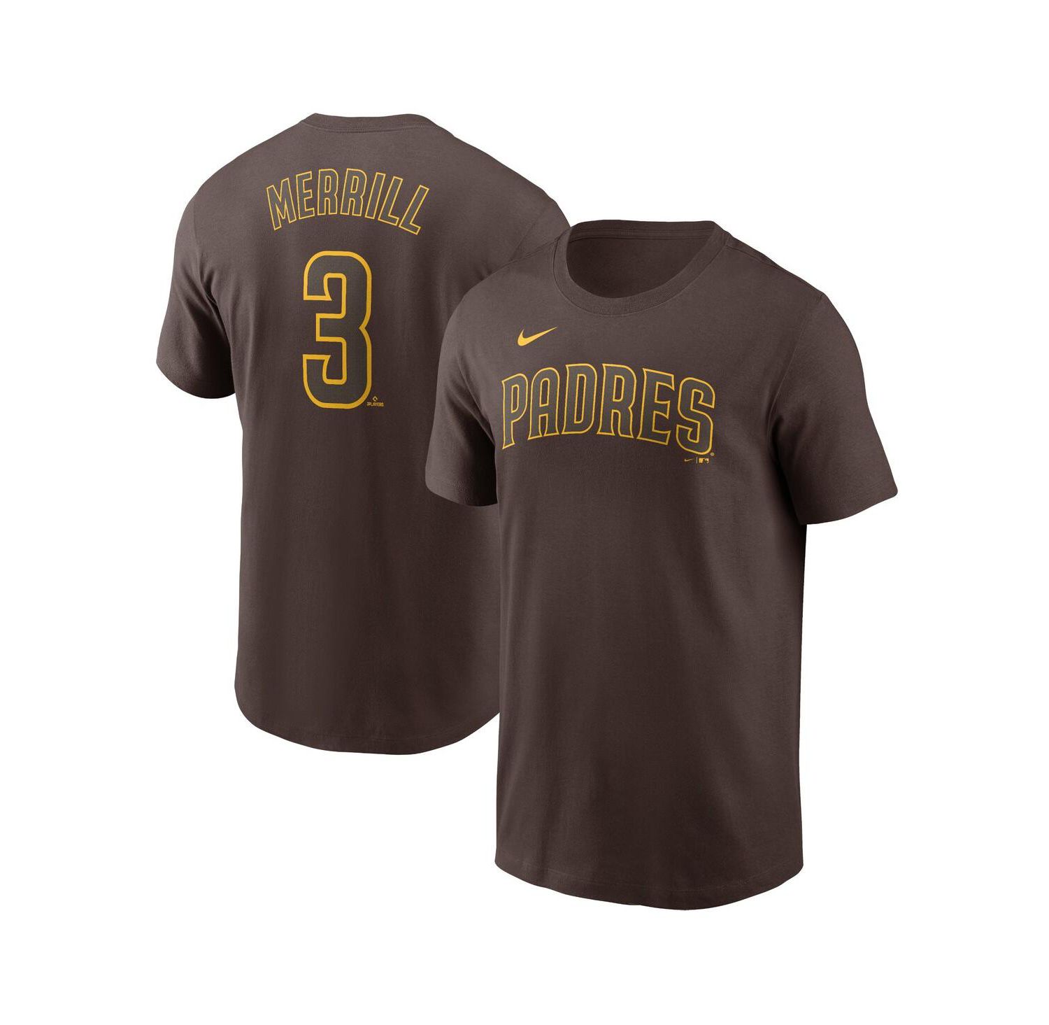 Men's Jackson Merrill Brown San Diego Padres Fuse Name & Number T-Shirt