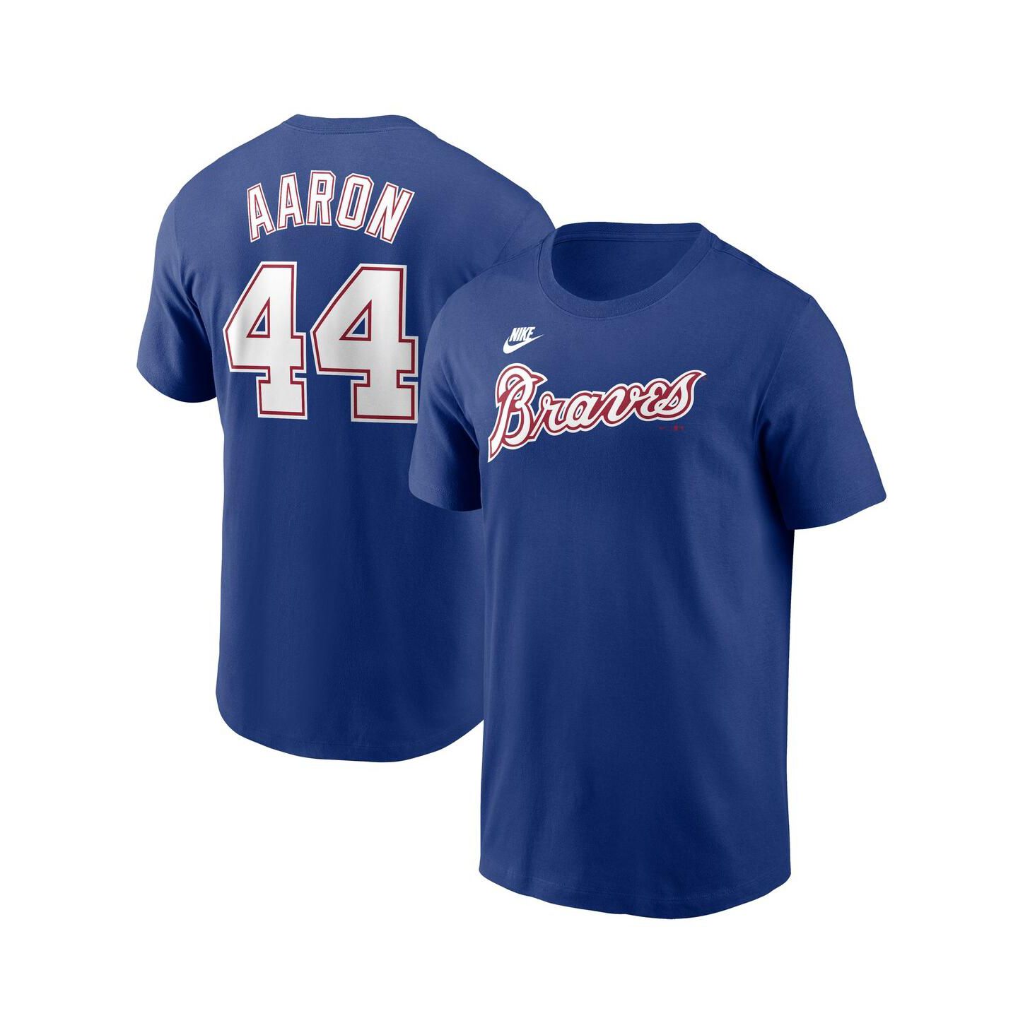 Мужская футболка Nike Hank Aaron Royal Atlanta Braves Cooperstown Collection Fuse Name & Number — фото 1