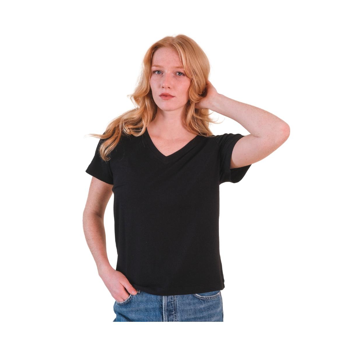 Women's Louise Cotton + Tencel V-neck Tee - Golden