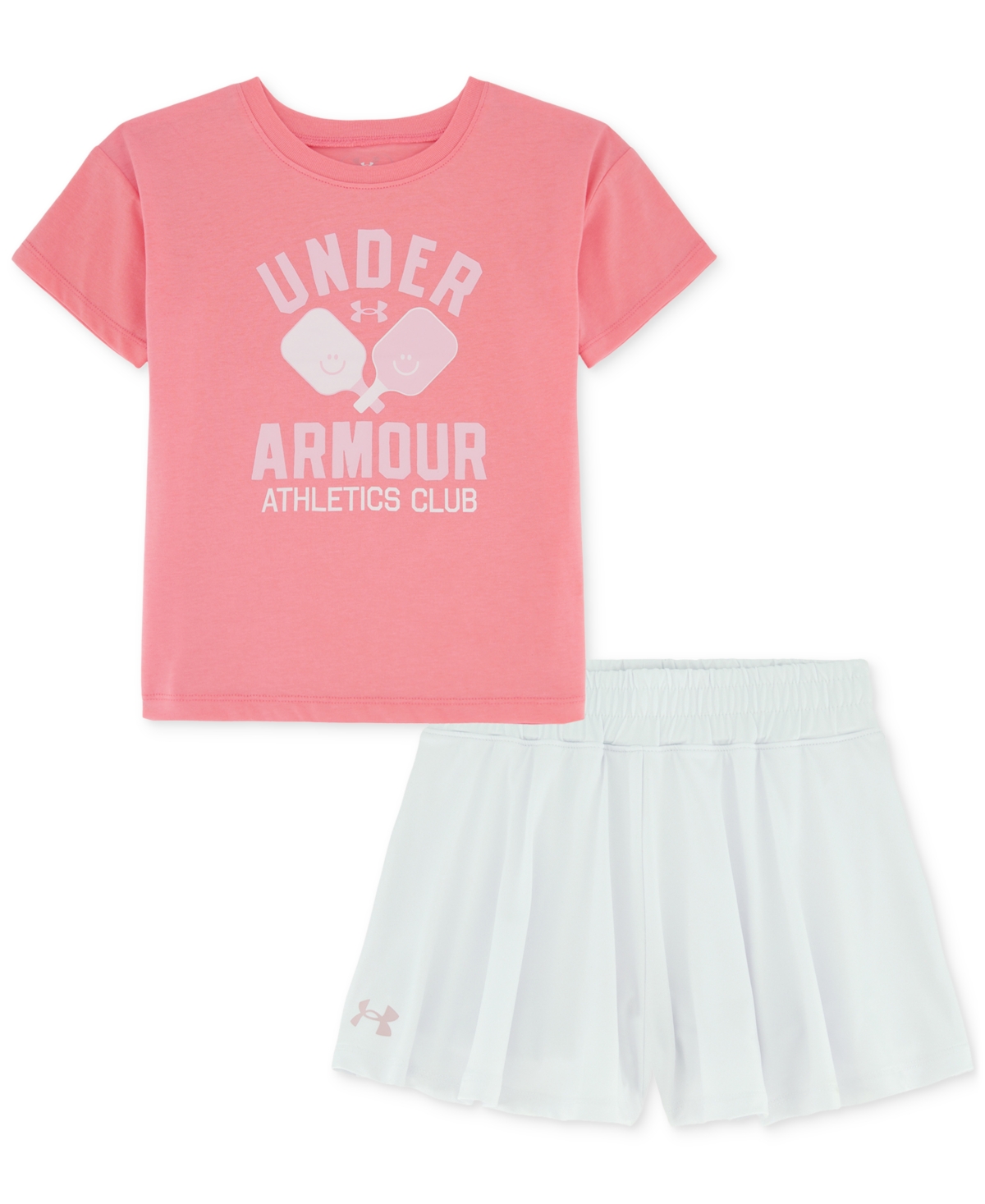 Under Armour Toddler & Little Girls T-shirt & Flare Layered-look Shorts, 2 Piece Set In Cosmo Pink