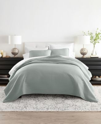 Ienjoy Home Stripe Stitch Quilt Sets In Eucalyptus