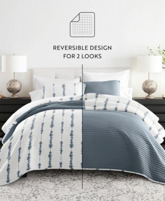 Shibori Reversible 3-Pc. Lightweight Quilt Set, King/California King