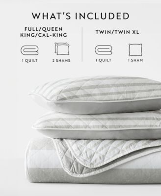 Summer Stripes Reversible 3-Pc. Lightweight Quilt Set, King/California King