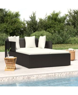 Sunbed with Cushions 71.7"x46.5"x24.8" Poly Rattan Outdoor Lounger