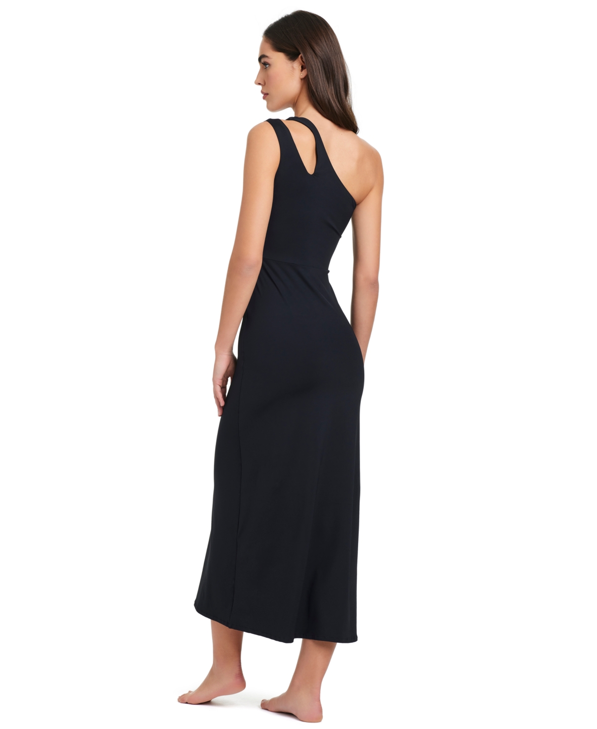 Red Carter Asymmetrical Cut Out Cover Up Dress In Black