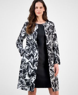 Petite Floral-Print Jewel-Neck Jacket Topper & Empire Seamed Dress Set, Regular & Petite 