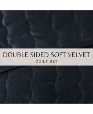 Velvet Dual-Sided Box-Stitched Quilt Set