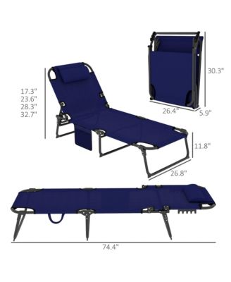 Folding Chaise Lounge w/ Cushion, Reclining ning Chair,