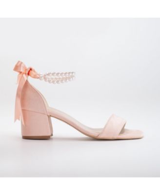 Illy Low Block Heel Sandals with Pearls