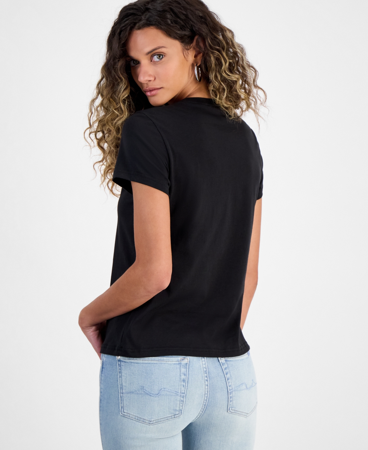 7 FOR ALL MANKIND WOMEN'S RHINESTONE LOGO COTTON T-SHIRT 