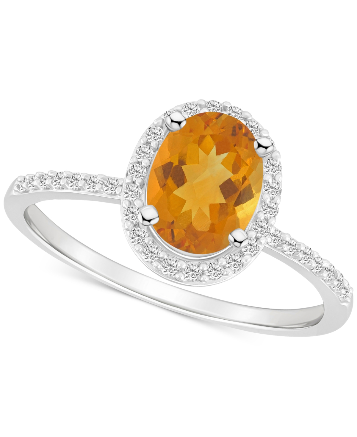 MACY'S BLUE TOPAZ (1-3/5 CT. T.W.) & LAB CREATED WHITE SAPPHIRE (1/5 CT. T.W.) OVAL HALO RING IN 10K WHITE  