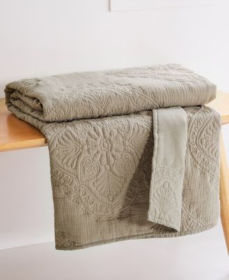 Muslin Stitch Stitching Quilted Throw, 50" x 60"