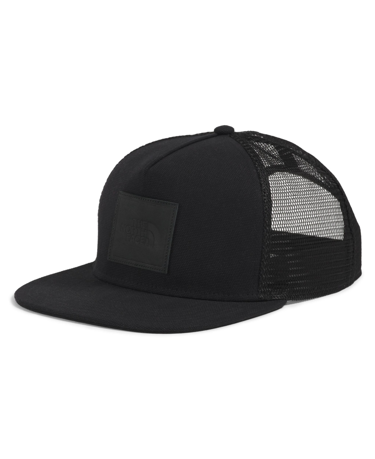Men's Half Dome Trucker Hat - Black, Leather patch