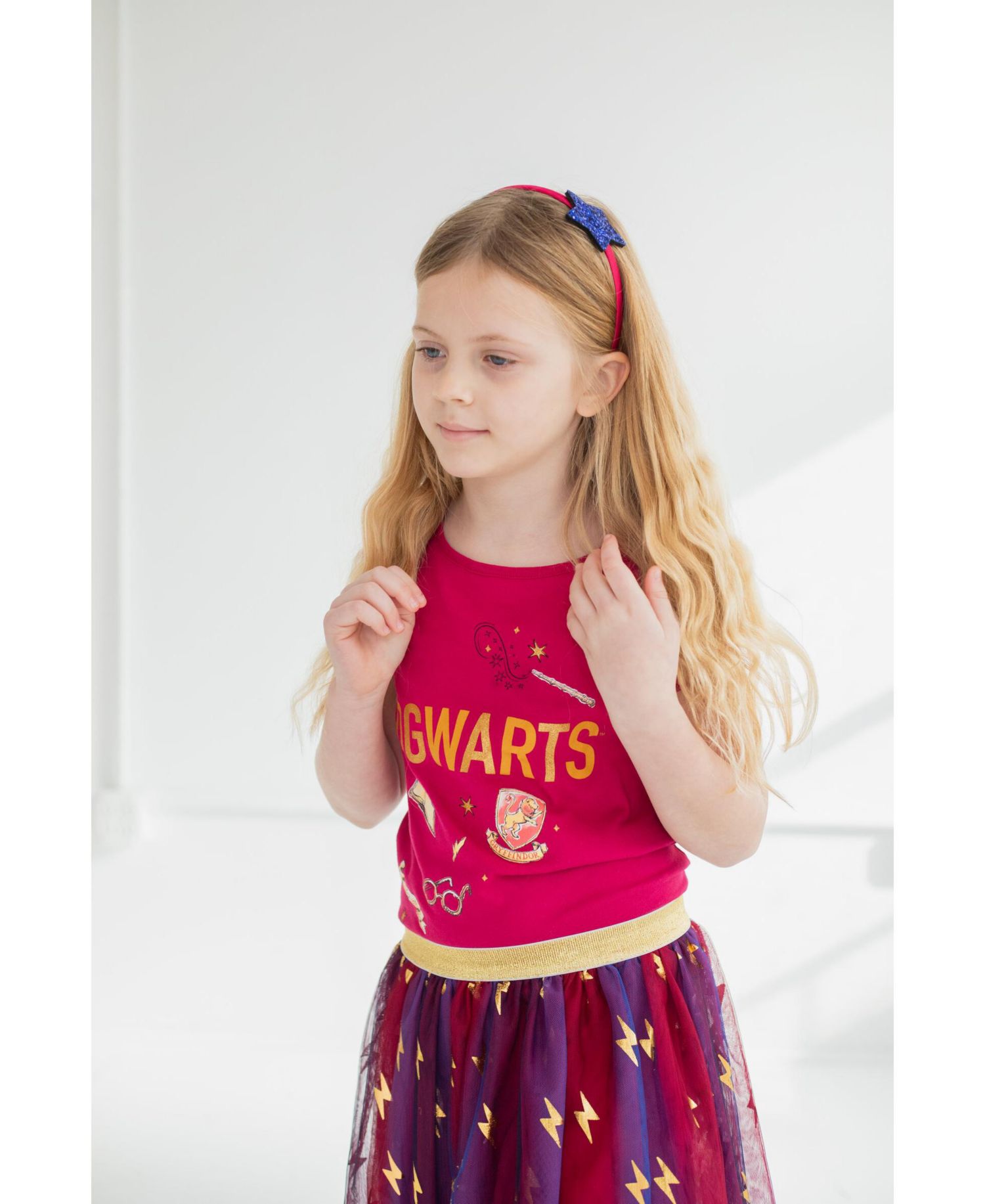 Little Girls Gryffindor T-Shirt Tulle Skirt and Headband 3 Piece Outfit Set Toddler|Child