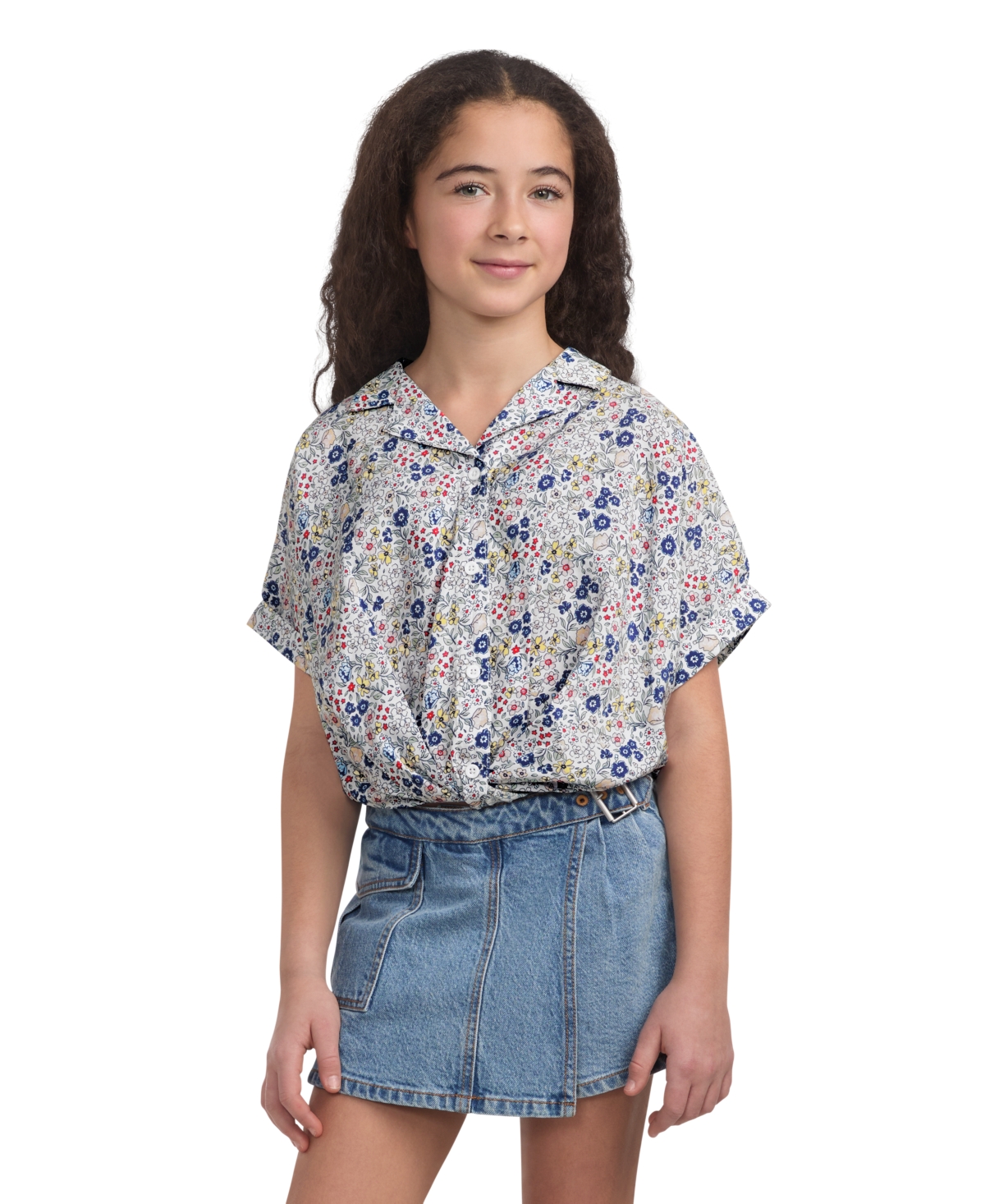LEVI'S BIG GIRLS FLORAL TWIST BUTTON UP TOP 