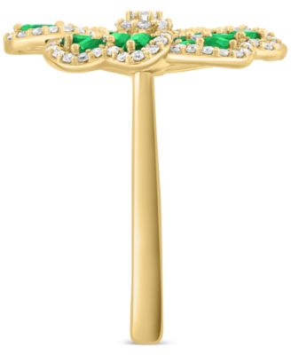 EFFY&reg; Emerald (1-1/5 ct. t.w.) & Diamond (3/8 ct. t.w.) Clover Statement Ring in 14k Gold