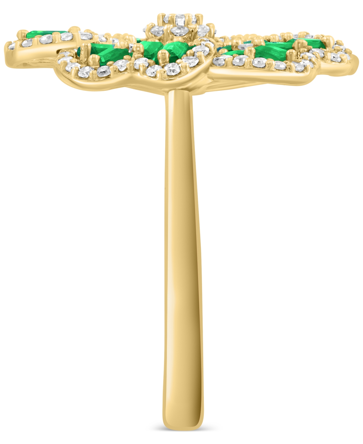 Effy Collection Effy Emerald (1-1/5 Ct. T.w.) & Diamond (3/8 Ct. T.w.) Clover Statement Ring In 14k Gold