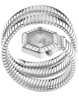 Women's Snake Hexagon Stainless Steel Wrap Bracelet Watch 28mm