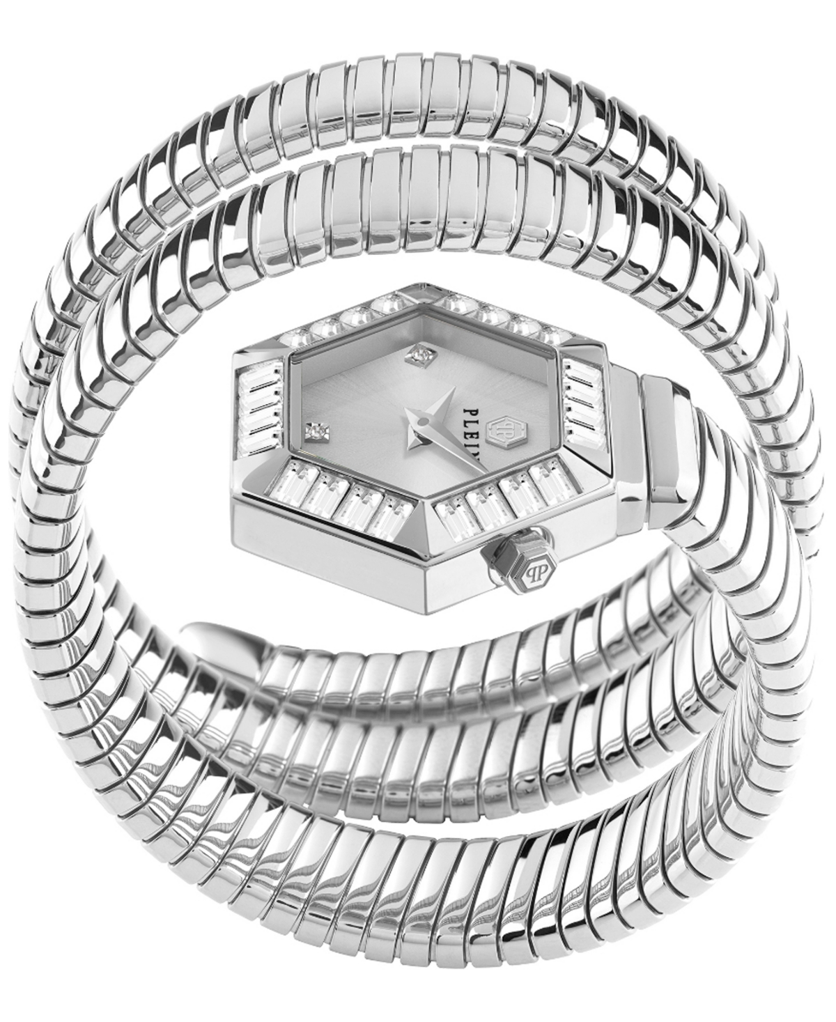 Philipp Plein Women's Snake Hexagon Stainless Steel Wrap Bracelet Watch 28mm In Stainless Steel