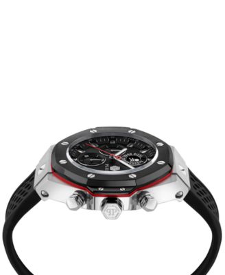 Men's Chronograph Royal Black Silicone Strap Watch 46mm