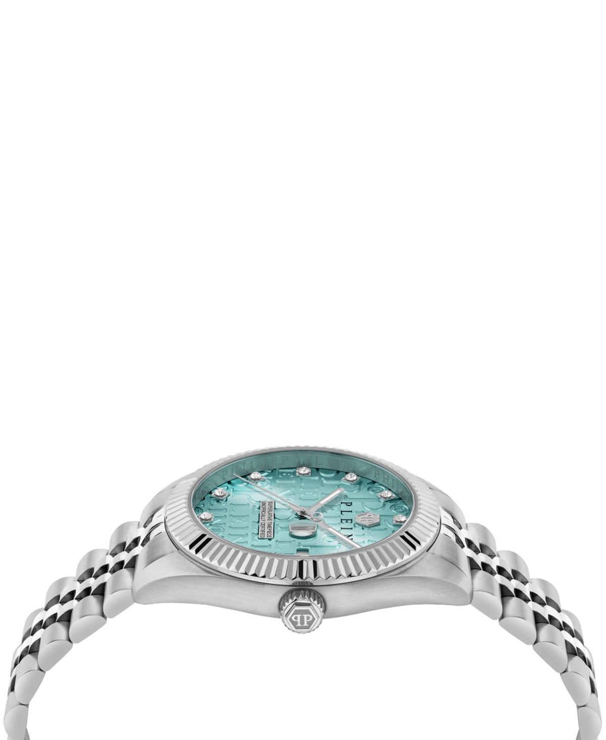 Philipp Plein Date Superlative Crystal Watch In Stainless Steel