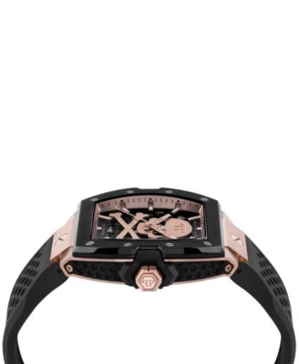 Men's Automatic The Skeleton 2.0 Black Silicone Strap Watch 44mm