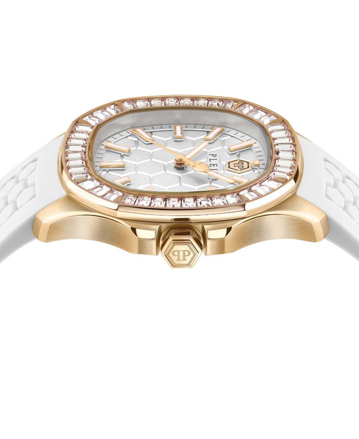 Philipp Plein Women's The Spectre Lady White Silicone Strap Watch 38mm In Ip Yellow Gold