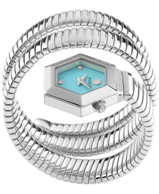 Women's Snake Hexagon Stainless Steel Wrap Bracelet Watch 28mm