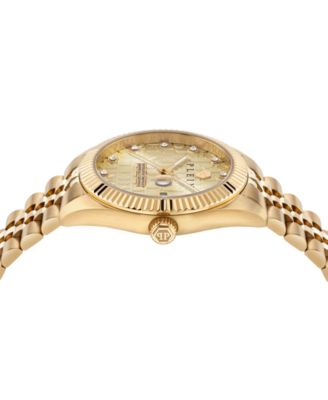 Men's Date Superlative Gold Ion Plated Stainless Steel Bracelet Watch 41mm