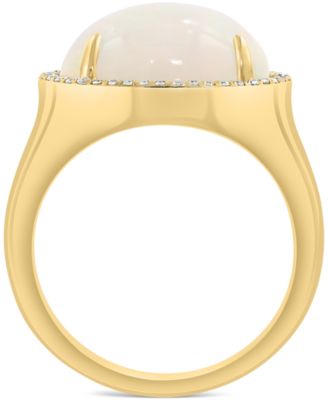 EFFY&reg; Ethiopian Opal (4-1/3 ct. t.w.) & Diamond (1/6 ct. t.w.) Halo Ring in 14k Gold-Plated Sterling Silver