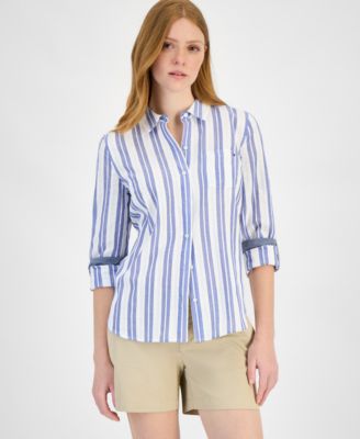 Tommy Hilfiger - Women's Cotton Textured-Stripe Shirt