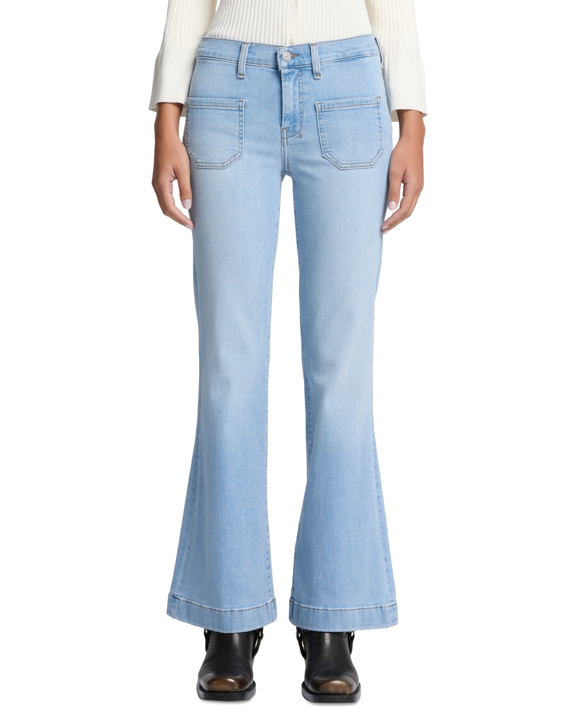 7 FOR ALL MANKIND WOMEN'S DOJO TAILORLESS PATCH-POCKET BOOTCUT JEANS 